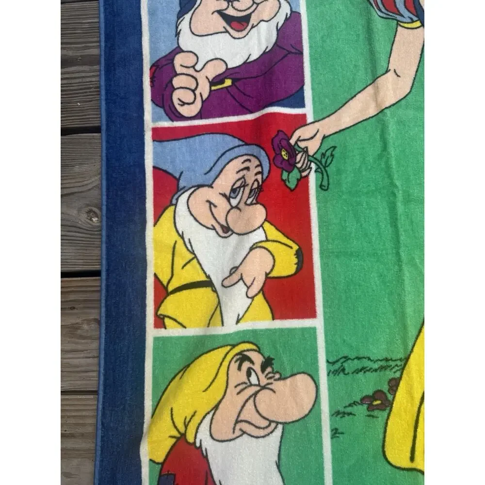 Vintage Disney Snow White & The Seven Dwarfs Beach Towel Franco Cotton